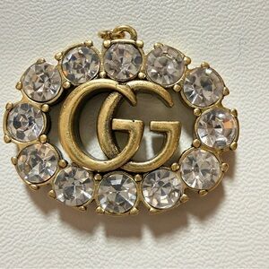 Gucci GG Gold Tone & Rhinestone Upcycled Charm Zipper Pull